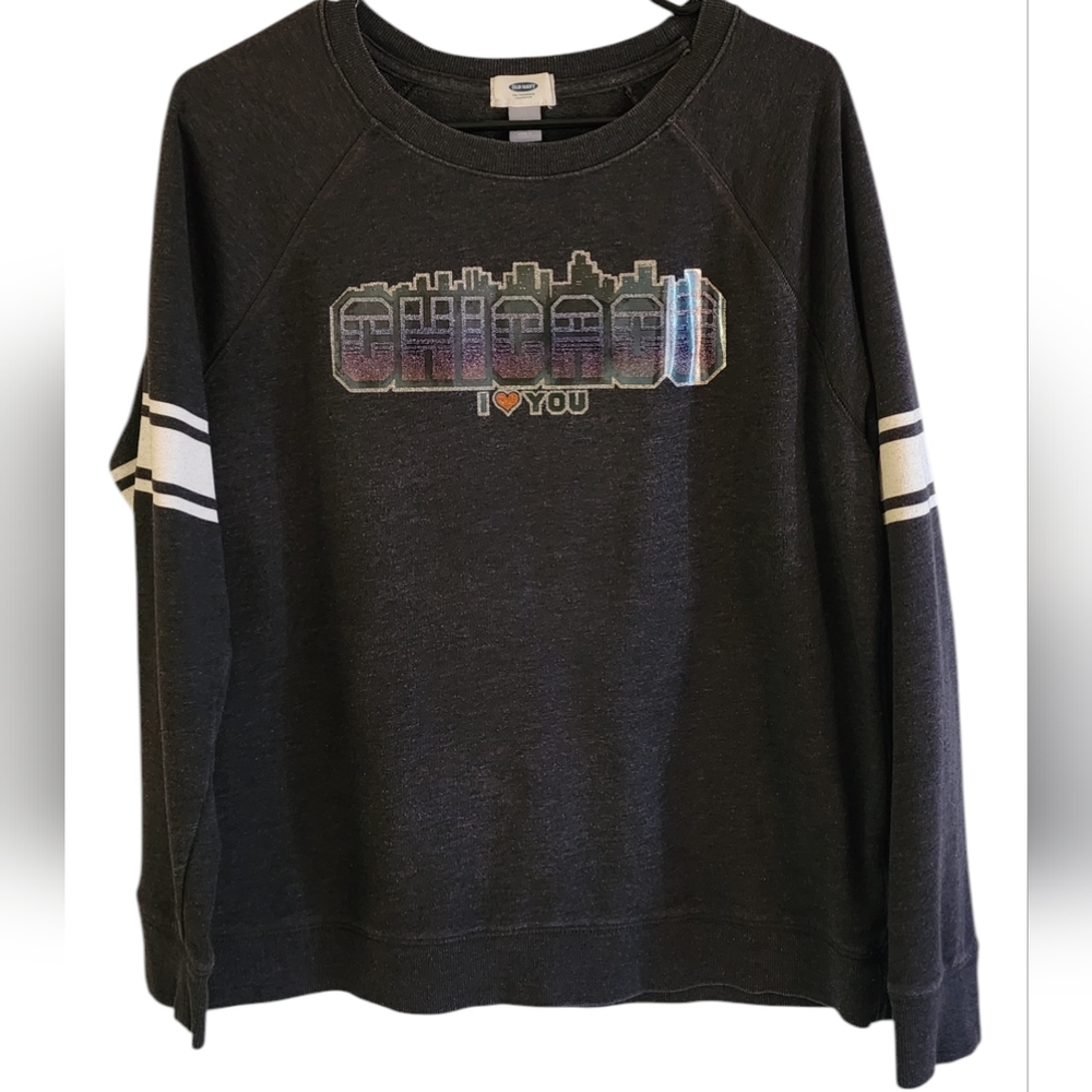 1970s I 🩷 Chicago glitter jelly vinyl ringer sweatshirt